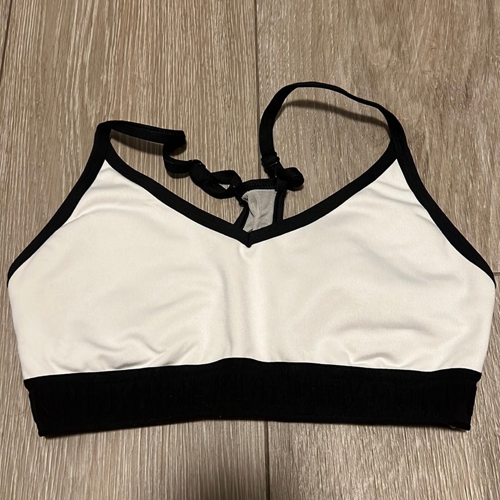 PINK sports bra black and white size small